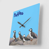 Horloge Carrée Puffins de l'Atlantique (Angle)