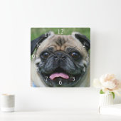 Horloge Carrée Pug dog square clock (Maison)
