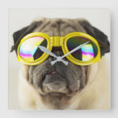 Horloge Carrée Pug with Goggles (Recto)