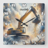 Horloge Carrée Puissance de l'excavateur : construction, poussièr (Recto)