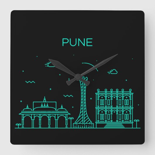 Horloge Carrée Pune skyline (Recto)