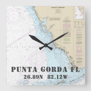 Horloge Carrée Punta Gorda FL Latitude de Nautical