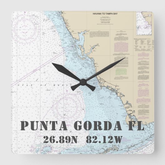 Horloge Carrée Punta Gorda FL Latitude de Nautical (Recto)
