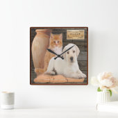 Horloge Carrée "Puppy and kitsch clock" (Maison)