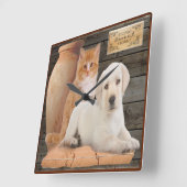 Horloge Carrée "Puppy and kitsch clock" (Angle)