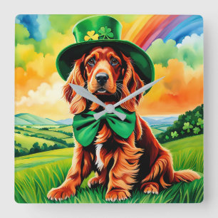 Horloge Carrée Puppy - Jour de la Saint Patrick