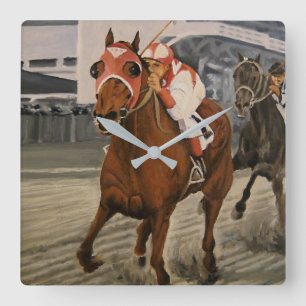 Horloge Carrée Pur-sang Pur Cheval Gagne Course Hippique Carré Cl