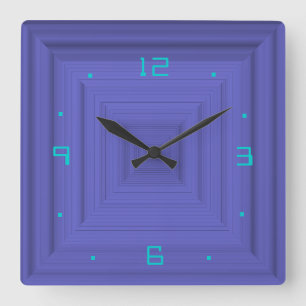 Horloge Carrée Purple clair avec Aqua>Horloge murale