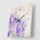 Horloge Carrée Purple Floral (Angle)