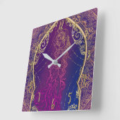 Horloge Carrée Purple & Gold Moroccan Arabian Belly Dancing Glam (Angle)