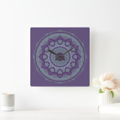 Horloge Carrée Purple gray mandala (Maison)