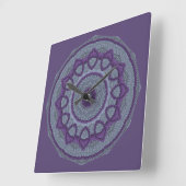 Horloge Carrée Purple gray mandala (Angle)