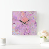 Horloge Carrée Purple & Pink Modern Bubble Wall Clock (Maison)
