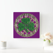 Horloge Carrée Purple shamrock and celtic Knots Square Clock (Maison)