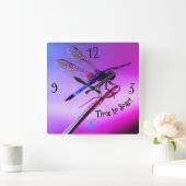 Horloge Carrée *'Purple Skye Dragonfly' (Maison)