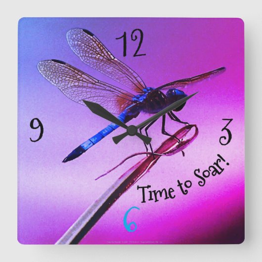 Horloge Carrée *'Purple Skye Dragonfly' (Recto)