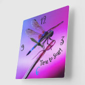 Horloge Carrée *'Purple Skye Dragonfly' (Angle)