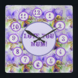 Horloge Carrée Purple Viola Watercolour Floral Acrylic Wall Clock<br><div class="desc">Purple Viola Watercolour Floral Acrylic Wall Clock. A beautiful design form one of my original watercolours.</div>