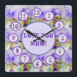 Horloge Carrée Purple Viola Watercolour Floral Acrylic Wall Clock<br><div class="desc">Purple Viola Watercolour Floral Acrylic Wall Clock. A beautiful design form one of my original watercolours.</div>