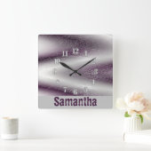 Horloge Carrée Purple White Bold Abstrait bébé (Maison)