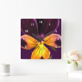 Horloge Carrée Purple Yellow Flower Abstract Clock (Maison)
