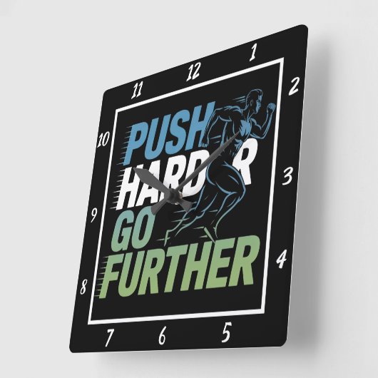 Horloge Carrée Push Harder Aller Plus Loin (Angle)