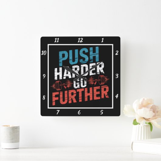Horloge Carrée Push Harder Aller Plus Loin (Maison)