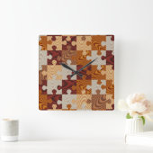 Horloge Carrée Puzzle de bois Faux (Maison)