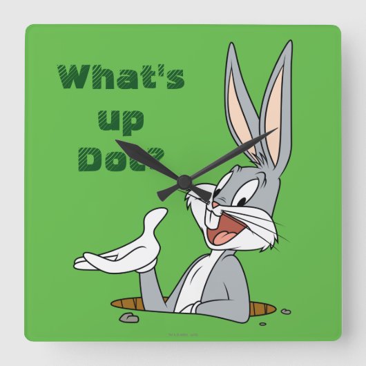 Horloge Carrée QU’EST-CE QUE LE DOC ?™ BOGS BUNNY™ Rabbit Hole (Recto)