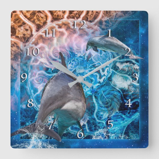 HORLOGE CARRÉE QUAND DOLPHINS RÊVE (Recto)