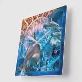 HORLOGE CARRÉE QUAND DOLPHINS RÊVE (Angle)