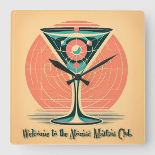 Horloge Carrée Quantum Entanglement Atomic Martini Club Cocktail
