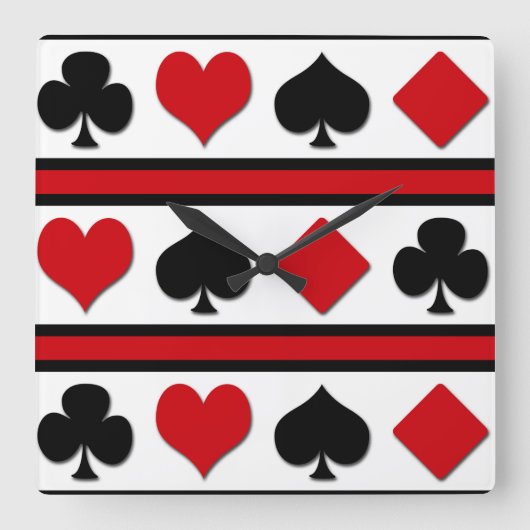 Horloge Carrée Quatre combinaisons de cartes (Recto)
