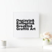 Horloge Carrée Quatre éléments de l'Hip hop (Maison)