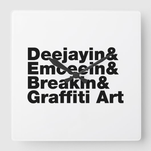 Horloge Carrée Quatre éléments de l'Hip hop (Recto)