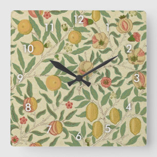 Horloge Carrée Quatre fruits, William Morris