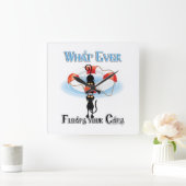 Horloge Carrée Quoi de neuf flotte vos chats (Maison)