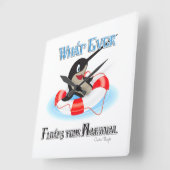 Horloge Carrée Quoi que Flotte ton mème Narwhal (Angle)