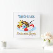 Horloge Carrée Quoi que Flotte votre Giraffe 2 (Maison)