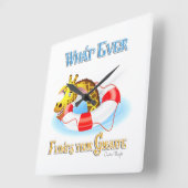 Horloge Carrée Quoi que Flotte votre Giraffe 2 (Angle)