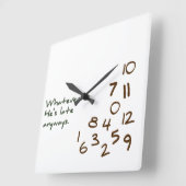Horloge Carrée Quoi qu'il en soit, il est en retard (Angle)