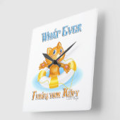 Horloge Carrée Quoi qu'il flotte votre Kitty (Angle)