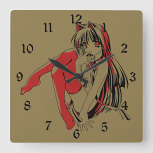 Horloge Carrée R & B Manga, Neko Catgirl Furry Loli Anime