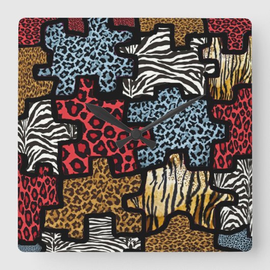 Horloge Carrée RAB Rockabilly Impression Animale Puzzle (Recto)