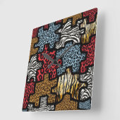 Horloge Carrée RAB Rockabilly Impression Animale Puzzle (Angle)