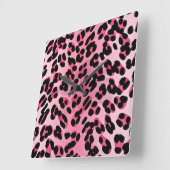 Horloge Carrée RAB Rockabilly Pink Cheetah Imprimer (Angle)