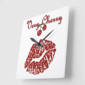 Horloge Carrée RAB Rockabilly très Cherry Kiss (Angle)