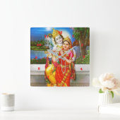 Horloge Carrée RADHA Krishna Flute Instrument Deity Holy (Maison)