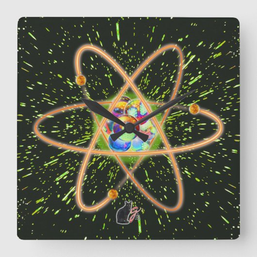 Horloge Carrée Radical Atomique (Recto)