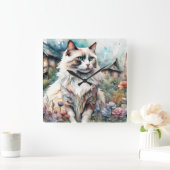 Horloge Carrée Ragdoll Chat en anglais Garden (Maison)